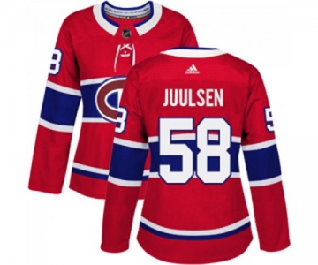 Women Adidas Montreal Canadiens #58 Noah Juulsen Authentic Red Home NHL Jersey