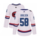 Women Adidas Montreal Canadiens #58 Noah Juulsen Authentic White 2017 100 Classic NHL Jersey