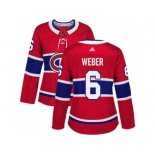 Women Adidas Montreal Canadiens #6 Shea Weber Red Home Authentic Stitched NHL Jersey