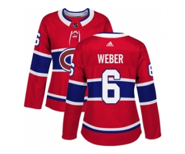 Women Adidas Montreal Canadiens #6 Shea Weber Red Home Authentic Stitched NHL Jersey