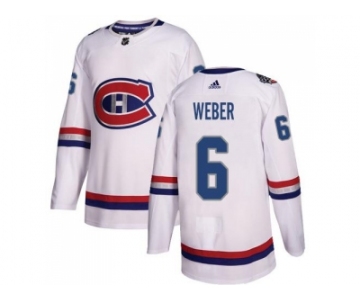 Women Adidas Montreal Canadiens #6 Shea Weber White Authentic 2017 100 Classic Stitched NHL Jersey