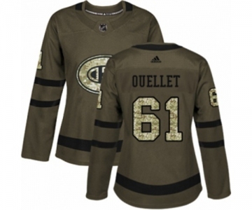 Women Adidas Montreal Canadiens #61 Xavier Ouellet Authentic Green Salute to Service NHL Jersey