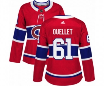 Women Adidas Montreal Canadiens #61 Xavier Ouellet Authentic Red Home NHL Jersey