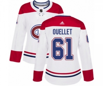 Women Adidas Montreal Canadiens #61 Xavier Ouellet Authentic White Away NHL Jersey