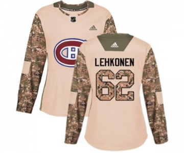 Women Adidas Montreal Canadiens #62 Artturi Lehkonen Authentic Camo Veterans Day Practice NHL Jersey