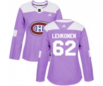 Women Adidas Montreal Canadiens #62 Artturi Lehkonen Authentic Purple Fights Cancer Practice NHL Jersey