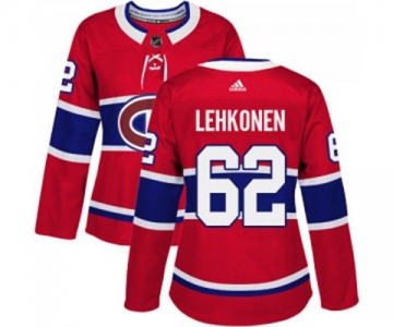 Women Adidas Montreal Canadiens #62 Artturi Lehkonen Authentic Red Home NHL Jersey