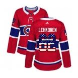 Women Adidas Montreal Canadiens #62 Artturi Lehkonen Authentic Red USA Flag Fashion NHL Jersey