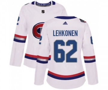 Women Adidas Montreal Canadiens #62 Artturi Lehkonen Authentic White 2017 100 Classic NHL Jersey