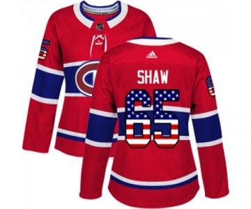 Women Adidas Montreal Canadiens #65 Andrew Shaw Authentic Red USA Flag Fashion NHL Jersey