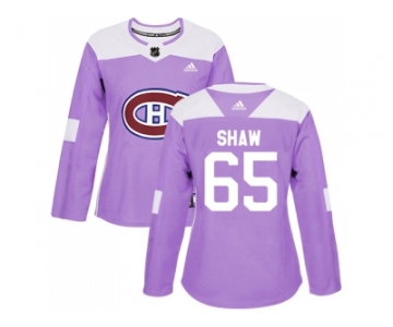 Women Adidas Montreal Canadiens #65 Andrew Shaw Purple Authentic Fights Cancer Stitched NHL Jersey