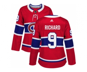 Women Adidas Montreal Canadiens #9 Maurice Richard Red Home Authentic Stitched NHL Jersey