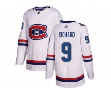 Women Adidas Montreal Canadiens #9 Maurice Richard White Authentic 2017 100 Classic Stitched NHL Jersey