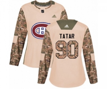 Women Adidas Montreal Canadiens #90 Tomas Tatar Authentic Camo Veterans Day Practice NHL Jersey