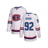 Women Adidas Montreal Canadiens #92 Jonathan Drouin White Authentic 2017 100 Classic Stitched NHL Jersey