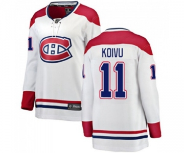 Women Montreal Canadiens #11 Saku Koivu Authentic White Away Fanatics Branded Breakaway NHL Jersey