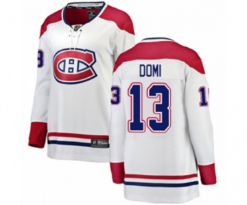 Women Montreal Canadiens #13 Max Domi Authentic White Away Fanatics Branded Breakaway NHL Jersey