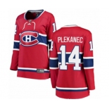 Women Montreal Canadiens #14 Tomas Plekanec Authentic Red Home Fanatics Branded Breakaway NHL Jersey