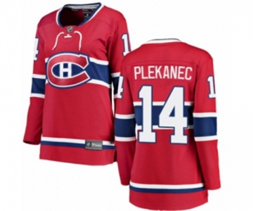 Women Montreal Canadiens #14 Tomas Plekanec Authentic Red Home Fanatics Branded Breakaway NHL Jersey