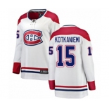 Women Montreal Canadiens #15 Jesperi Kotkaniemi Authentic White Away Fanatics Branded Breakaway NHL Jersey