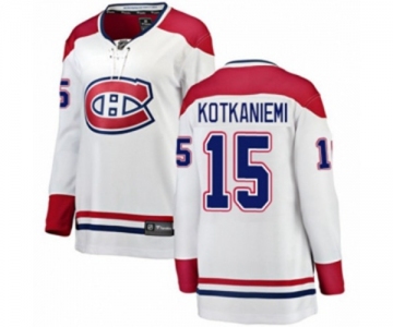 Women Montreal Canadiens #15 Jesperi Kotkaniemi Authentic White Away Fanatics Branded Breakaway NHL Jersey