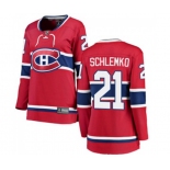 Women Montreal Canadiens #21 David Schlemko Authentic Red Home Fanatics Branded Breakaway NHL Jersey