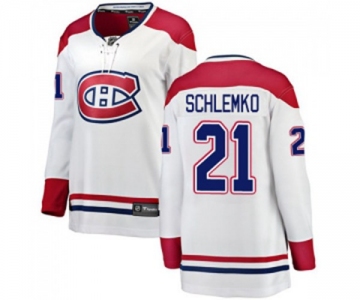 Women Montreal Canadiens #21 David Schlemko Authentic White Away Fanatics Branded Breakaway NHL Jersey