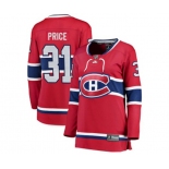 Women Montreal Canadiens #31 Carey Price Authentic Red Home Fanatics Branded Breakaway NHL Jersey