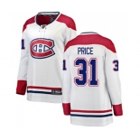 Women Montreal Canadiens #31 Carey Price Authentic White Away Fanatics Branded Breakaway NHL Jersey