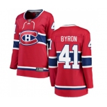 Women Montreal Canadiens #41 Paul Byron Authentic Red Home Fanatics Branded Breakaway NHL Jersey