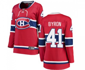 Women Montreal Canadiens #41 Paul Byron Authentic Red Home Fanatics Branded Breakaway NHL Jersey