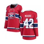 Women Montreal Canadiens #42 Dominic Moore Authentic Red Home Fanatics Branded Breakaway NHL Jersey