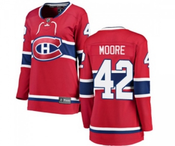 Women Montreal Canadiens #42 Dominic Moore Authentic Red Home Fanatics Branded Breakaway NHL Jersey