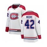 Women Montreal Canadiens #42 Dominic Moore Authentic White Away Fanatics Branded Breakaway NHL Jersey