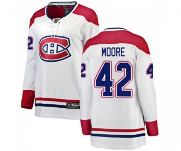 Women Montreal Canadiens #42 Dominic Moore Authentic White Away Fanatics Branded Breakaway NHL Jersey