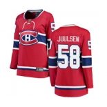 Women Montreal Canadiens #58 Noah Juulsen Authentic Red Home Fanatics Branded Breakaway NHL Jersey