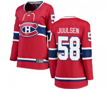 Women Montreal Canadiens #58 Noah Juulsen Authentic Red Home Fanatics Branded Breakaway NHL Jersey