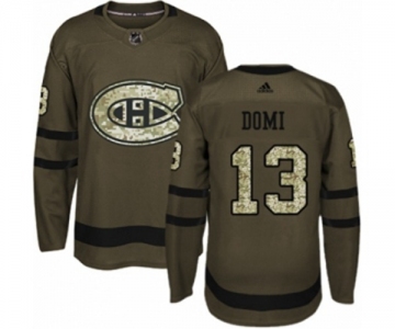 Youth Adidas Montreal Canadiens #13 Max Domi Authentic Green Salute to Service NHL Jersey