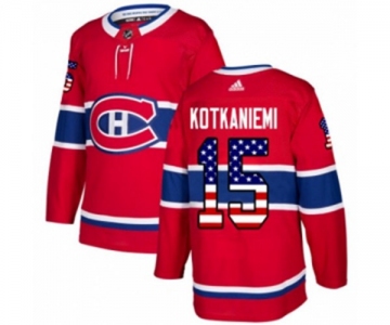 Youth Adidas Montreal Canadiens #15 Jesperi Kotkaniemi Authentic Red USA Flag Fashion NHL Jersey