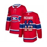 Youth Adidas Montreal Canadiens #16 Henri Richard Authentic Red USA Flag Fashion NHL Jersey