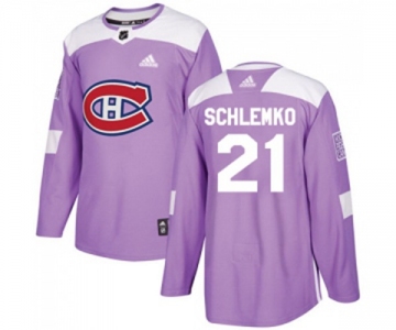 Youth Adidas Montreal Canadiens #21 David Schlemko Authentic Purple Fights Cancer Practice NHL Jersey