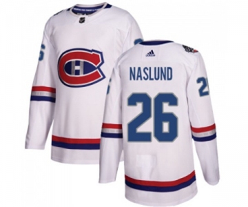 Youth Adidas Montreal Canadiens #26 Mats Naslund Authentic White 2017 100 Classic NHL Jersey