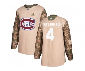 Youth Adidas Montreal Canadiens #4 Jean Beliveau Camo Authentic 2017 Veterans Day Stitched NHL Jersey