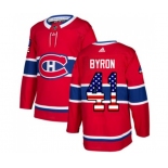 Youth Adidas Montreal Canadiens #41 Paul Byron Authentic Red USA Flag Fashion NHL Jersey