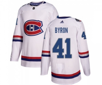 Youth Adidas Montreal Canadiens #41 Paul Byron Authentic White 2017 100 Classic NHL Jersey