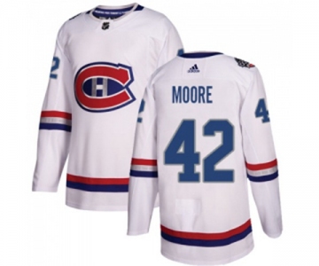 Youth Adidas Montreal Canadiens #42 Dominic Moore Authentic White 2017 100 Classic NHL Jersey