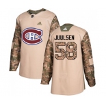 Youth Adidas Montreal Canadiens #58 Noah Juulsen Authentic Camo Veterans Day Practice NHL Jersey