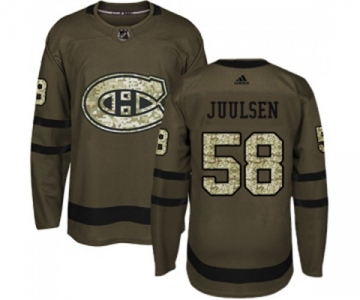 Youth Adidas Montreal Canadiens #58 Noah Juulsen Authentic Green Salute to Service NHL Jersey