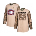 Youth Adidas Montreal Canadiens #62 Artturi Lehkonen Authentic Camo Veterans Day Practice NHL Jersey