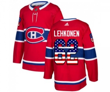 Youth Adidas Montreal Canadiens #62 Artturi Lehkonen Authentic Red USA Flag Fashion NHL Jersey